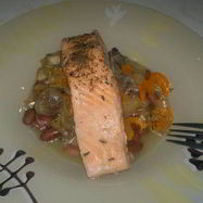 Рецепт Рыбно-бобовой похлебка со сладким перцем и лесными грибами