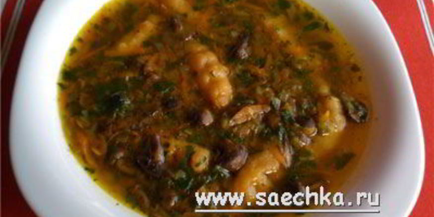 Рецепт постного грибного супа с манными клецками
