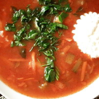 Домашний рассольник с рисом