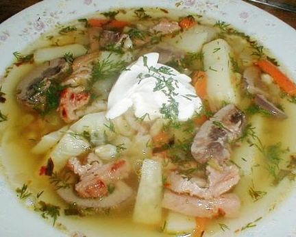 Куриный рассольник с грибами