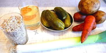 рассольник ленинградский с мясом перловкой и огурцами