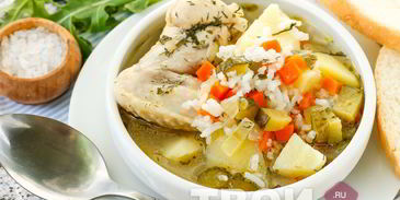 рассольник на курином бульоне