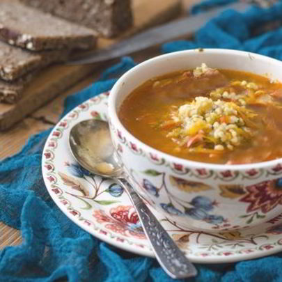 Рассольник с грибами и булгуром