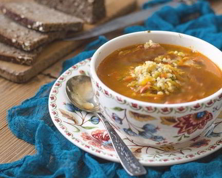 Рассольник с грибами и булгуром