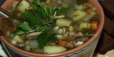 рассольник с грибами и перловой крупой