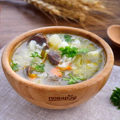 Рассольник с гусиными потрошками