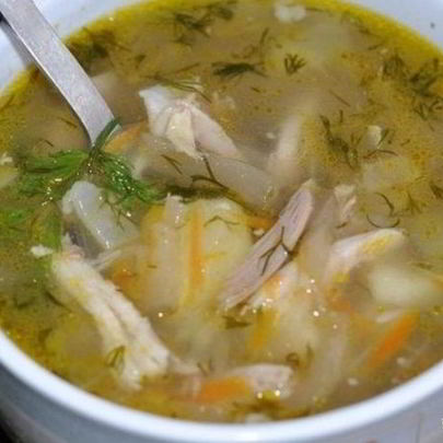Рассольник с курицей и рисом