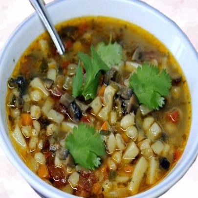 Рассольник с почками и солеными грибами