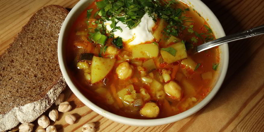 Рецепт вегетарианского рассольника с нутом