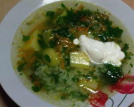 Вегетарианский рассольник с рисом