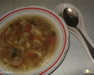 Щи на курином бульоне с шампиньонами