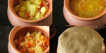 щи на утином бульоне в горшочке