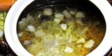 щи с курицей и грибами