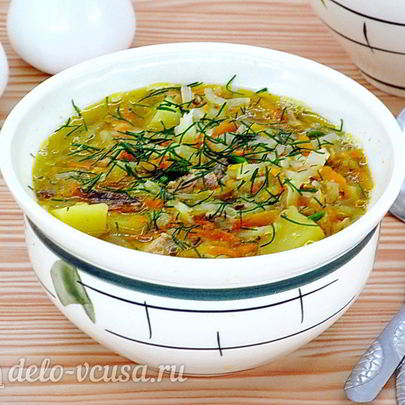 Щи с рыбными консервами