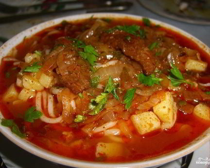 Шурпа из свинины в казане