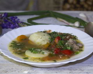 Суп шурпа из говядины в казане