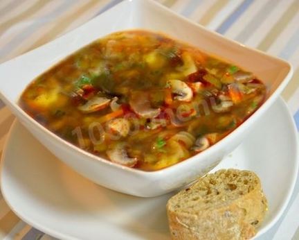 Постная солянка грибная с сушеными грибами