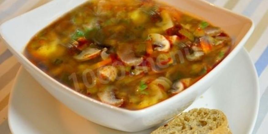 Рецепт постной солянки грибной с сушеными грибами