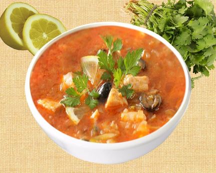 Рыбная солянка с белугой