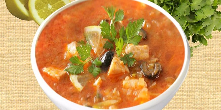 Рецепт рыбной солянки с белугой