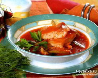 Рыбная солянка с шампиньонами