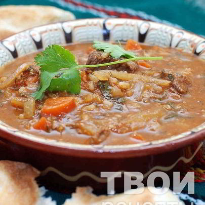 Суп Харчо с соусом Ткемали