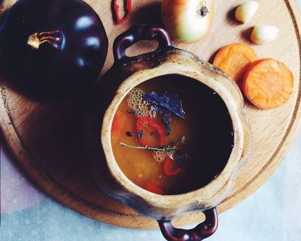 Суп-пюре из чечевицы со сладким перцем