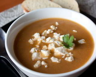 Суп-пюре из печеных баклажанов