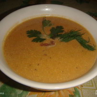 Суп-пюре из тыквы и морепродуктов