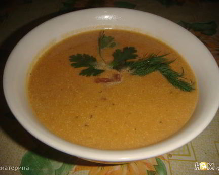 Суп-пюре из тыквы и морепродуктов