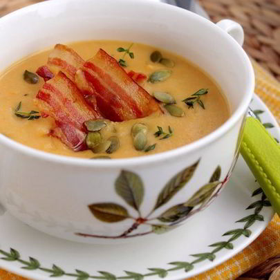 Тыквенно-картофельный суп-пюре с беконом
