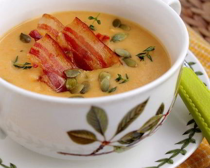 Тыквенно-картофельный суп-пюре с беконом