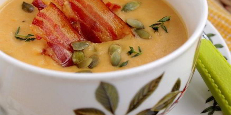 Рецепт тыквенно-картофельного суп-пюре с беконом