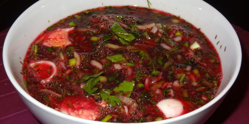 Рецепт свекольника с рукколой на квасе