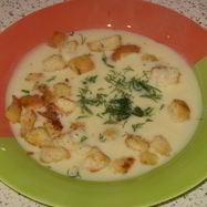 Рецепт Сливочно-сырного суп с чесночными сухариками