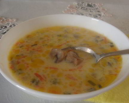 Сливочно-сырный суп с шампиньонами
