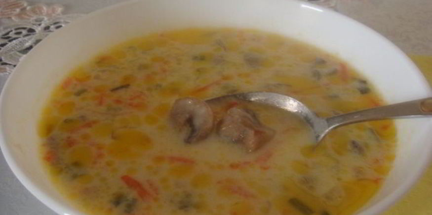 Рецепт сливочно-сырного суп с шампиньонами