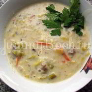 Рецепт Сырного супа с луком пореем в мультиварке