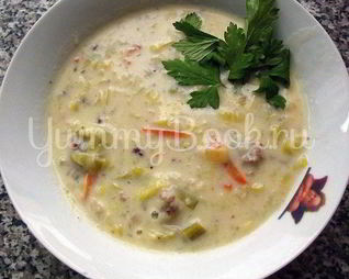 Сырный суп с луком пореем в мультиварке