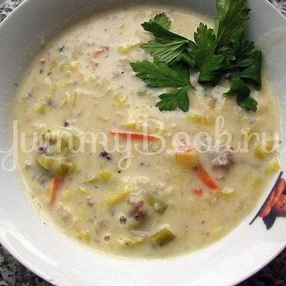 Сырный суп с луком пореем в мультиварке