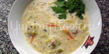 сырный суп с луком пореем в мультиварке