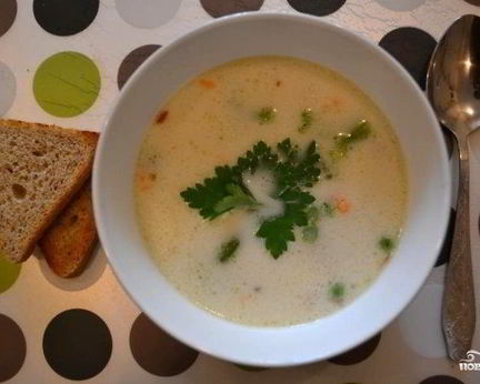 Сырный суп с сосисками