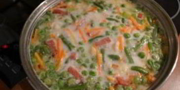 сырный суп с сосисками