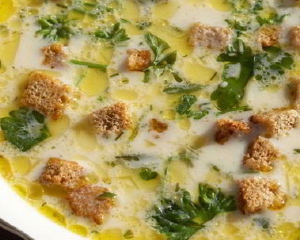 Сырный суп с сухариками