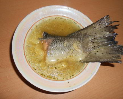 Уха из семги с пшеном