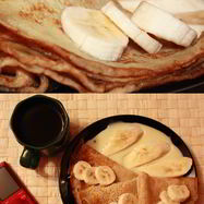 Рецепт Блинчиков на молоке со сгущенкой и бананами