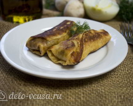 Блины с грибами и мясом