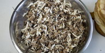 блины с грибами и мясом