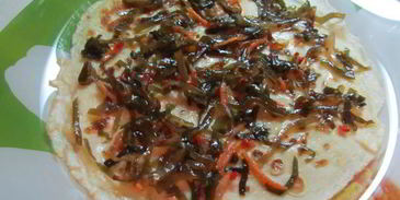 блины с мясом и морской капустой