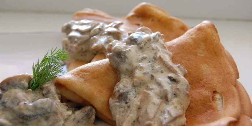 Рецепт сливочно-грибных блинчики под сливочно-грибным соусом